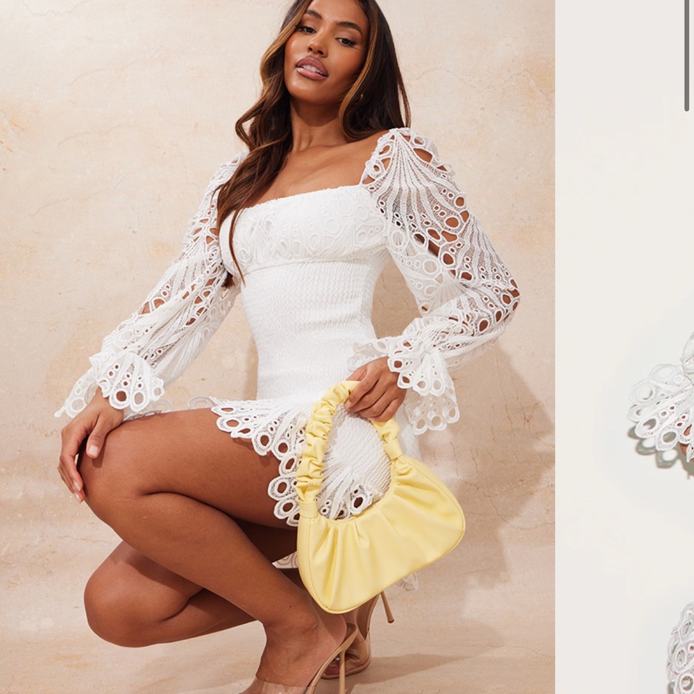 PrettyLittleThing White Lace Dress